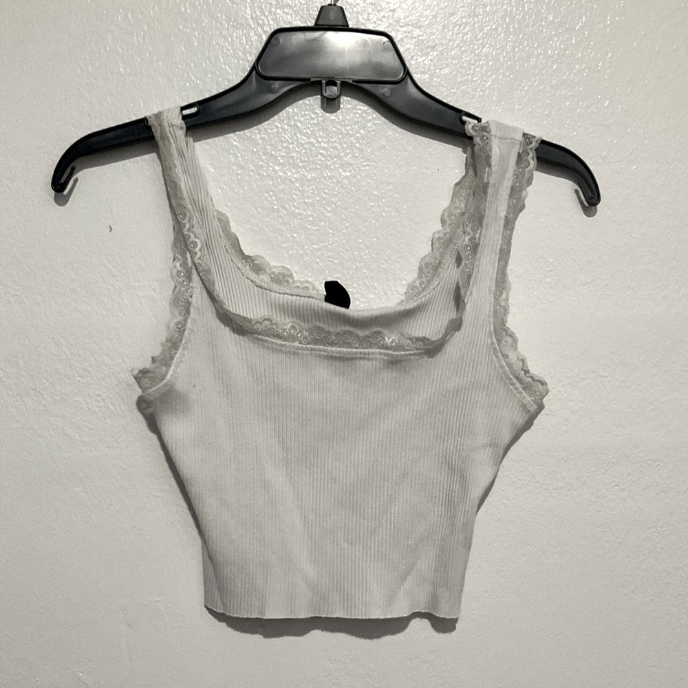 Coquette white tank top with lace crop top